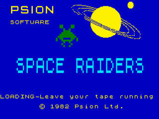 Space Raiders title screen for ZX Spectrum